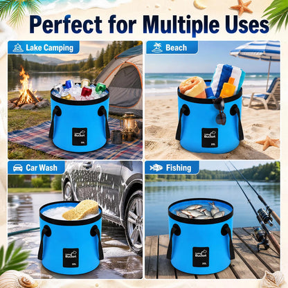 3 Gallon 4 Pack Collapsible Bucket, Foldable Water Bucket with Handles, Portable Camping Buckets for Fishing, Hiking, Cleaning, Outdoor & Travel Use (Multicolor)