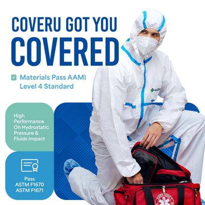 Medtecs Disposable Coverall Suits, Medical Protective PPE, 6 Sizes