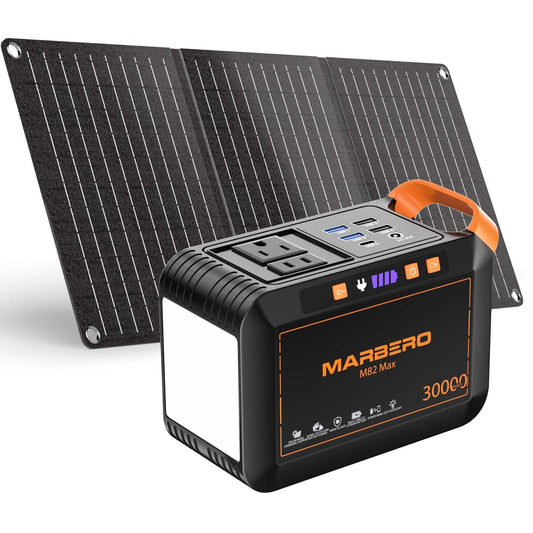 MARBERO Portable Power Station 88Wh Camping Lithium Battery Solar Generator Fast Charging with AC Outlet 120W Peak Power Bank(Solar Panel Optional) for Home Backup Outdoor Emergency RV Van Hunting