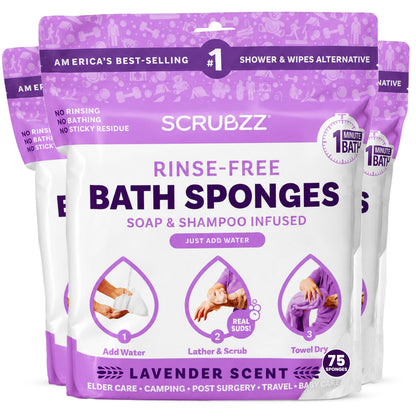 Scrubzz No-Rinse Bathing Wipes, 25 per Pack