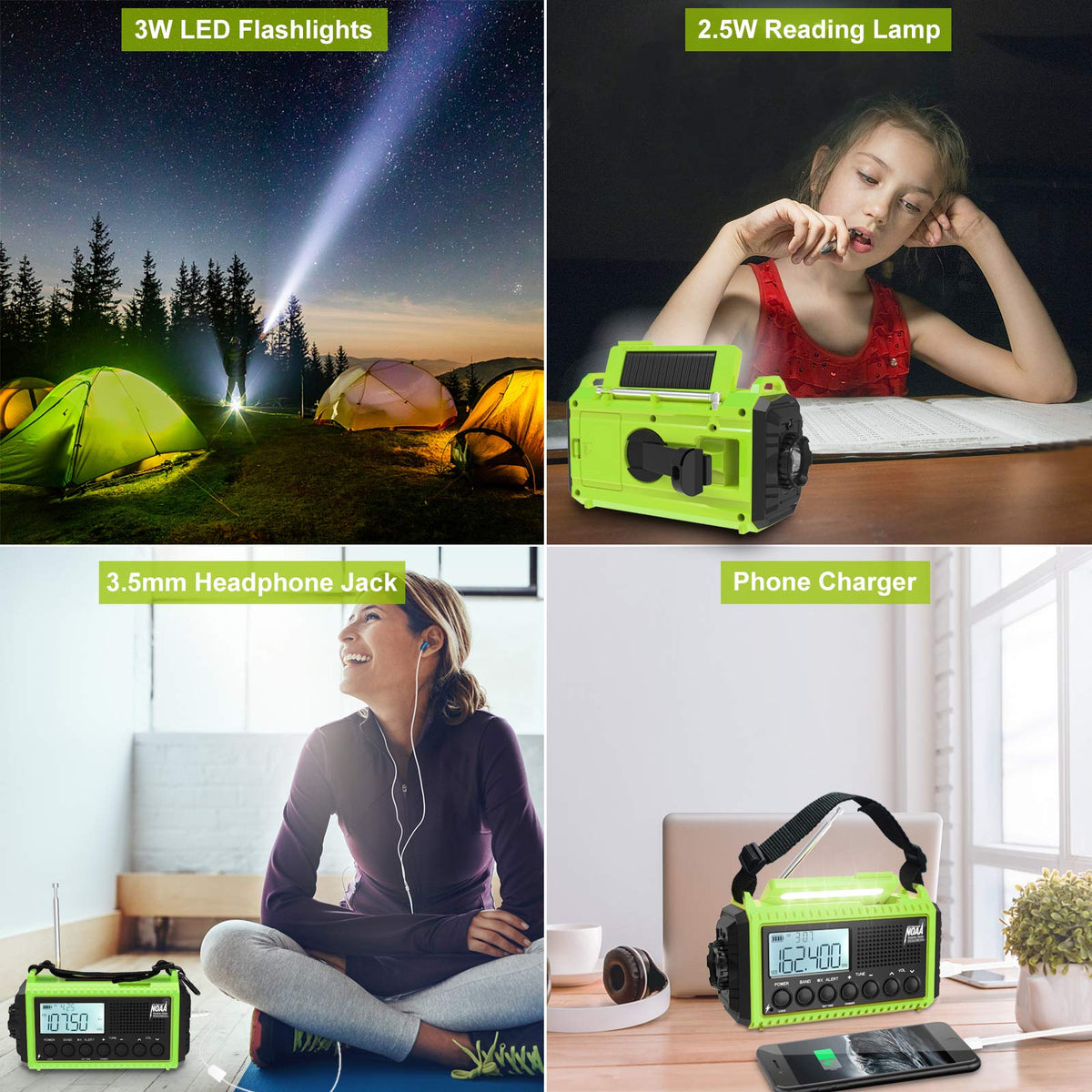 Raynic Emergency Radio, 5000mAh, Solar Hand-Crank AM/FM/SW/NOAA, Charger & Flashlight