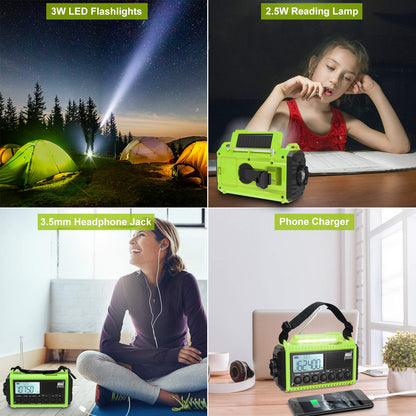 Raynic Emergency Radio, 5000mAh, Solar Hand-Crank AM/FM/SW/NOAA, Charger & Flashlight