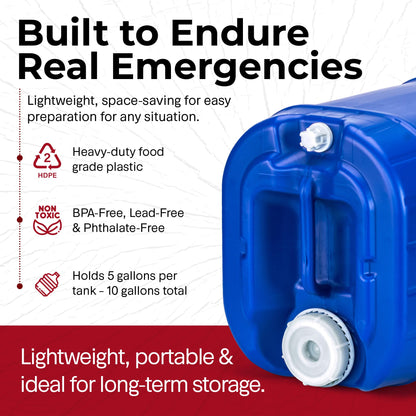 5-Gallon Stackable Water Storage Containers, 4-Pack