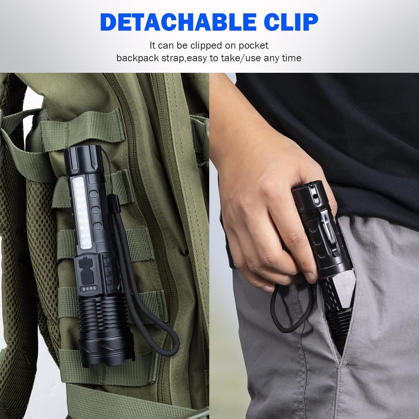 Cinlinso Flashlight High Lumens Rechargeable 2 Pack, 90000 Lumen Super Bright Led Flashlights with 7 Light Modes, IPX6 Waterproof, Powerful Handheld Flash Light for Camping Home Emergencies