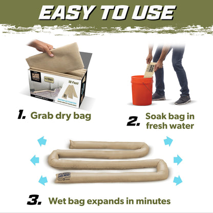 Flood Hero 6 ft Water Activated Sandbags - 2 Pack Flood Bag Barriers for Home