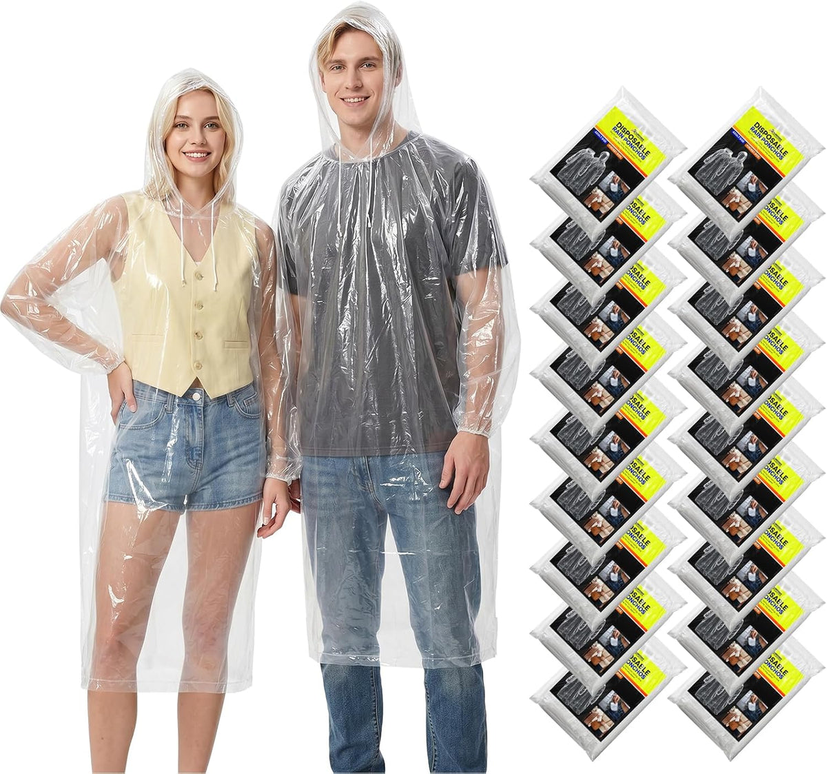 Disposable Rain Ponchos for Adults, 9 Pack Emergency Ponchos
