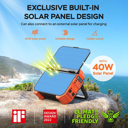 BLAVOR 1600W Solar Generator, 1024Wh Power Station with Built-In 40W Panel