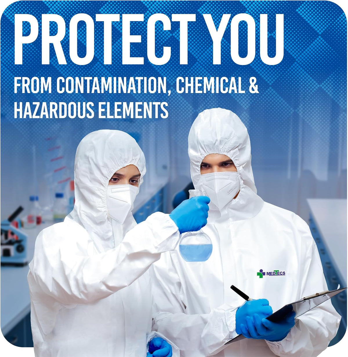 Medtecs Disposable Coverall Suits, Medical Protective PPE, 6 Sizes