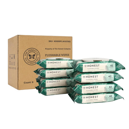 The Honest Company Hypoallergenic Flushable Wipes for Sensitive Skin, Gilded Wings, 42 Count