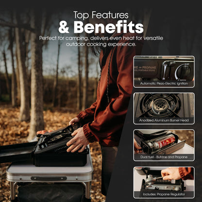 GasOne GS-3400P Dual-Fuel Propane/Butane Camping Stove with Carrying Case