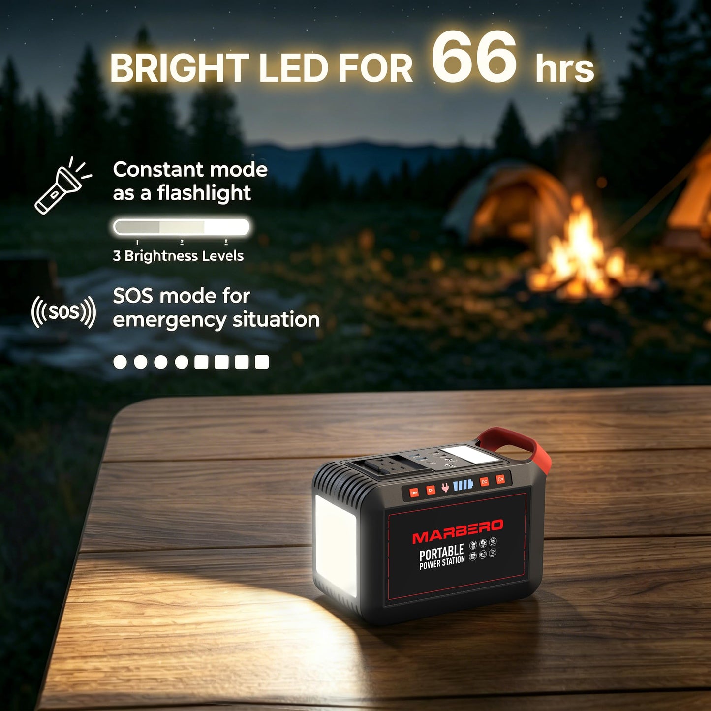 MARBERO Portable Power Station 88Wh Camping Lithium Battery Solar Generator Fast Charging with AC Outlet 120W Peak Power Bank(Solar Panel Optional) for Home Backup Outdoor Emergency RV Van Hunting