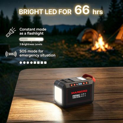 MARBERO Portable Power Station 88Wh Camping Lithium Battery Solar Generator Fast Charging with AC Outlet 120W Peak Power Bank(Solar Panel Optional) for Home Backup Outdoor Emergency RV Van Hunting