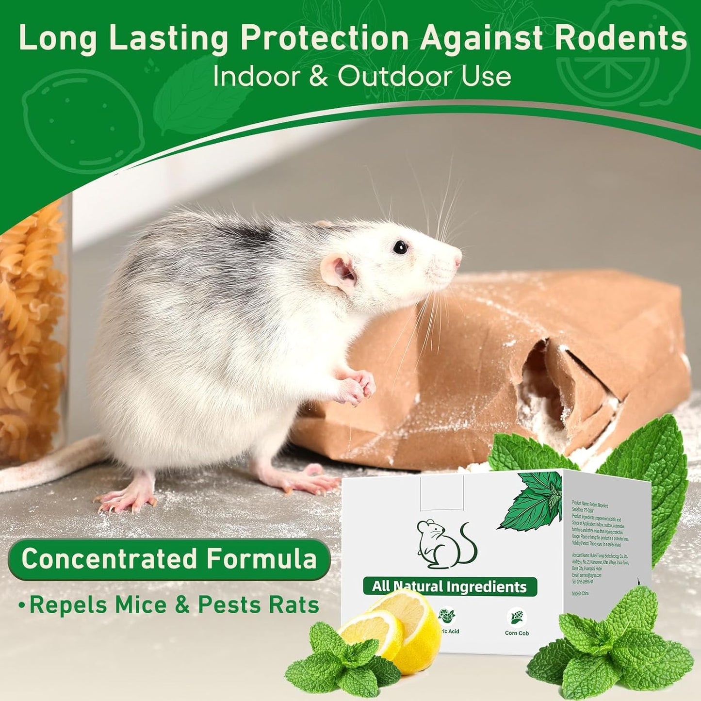 Pest Rodent Repellent,18 Pack Peppermint Oil Repellent for Mouse Rats Spider Roach Ant Squirrel Pest Control Indoor & Outdoor, Natural Mice Deterrent Replace Trap Poisoning Family & Pet Safe Green