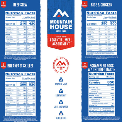 Mountain House Emergency Meal Assortment Kits, Freeze-Dried Survival Food Kit for Disaster Preparedness & Long-Term Storage, 30-Year Shelf Life
