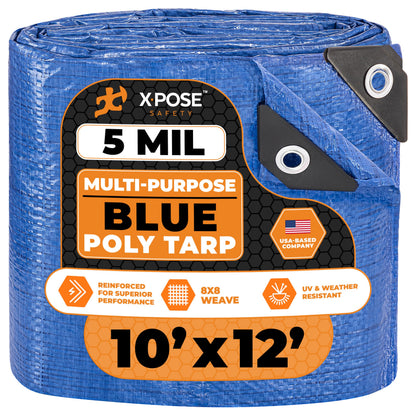 Better Blue Poly Tarp, 10 × 18 ft, 5 mil Polyethylene Protective Cover