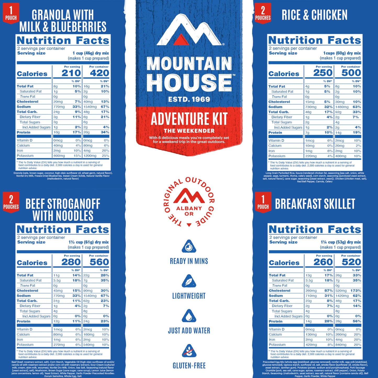 Mountain House Emergency Meal Assortment Kits, Freeze-Dried Survival Food Kit for Disaster Preparedness & Long-Term Storage, 30-Year Shelf Life