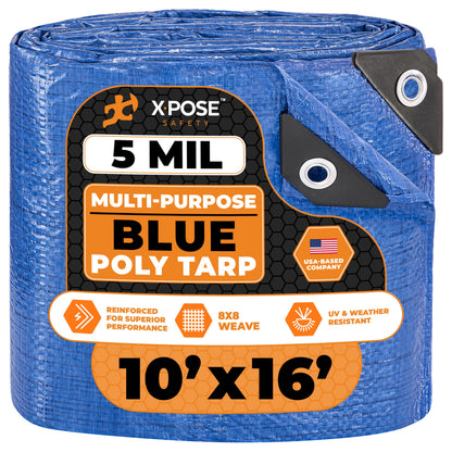 Better Blue Poly Tarp, 10 × 18 ft, 5 mil Polyethylene Protective Cover