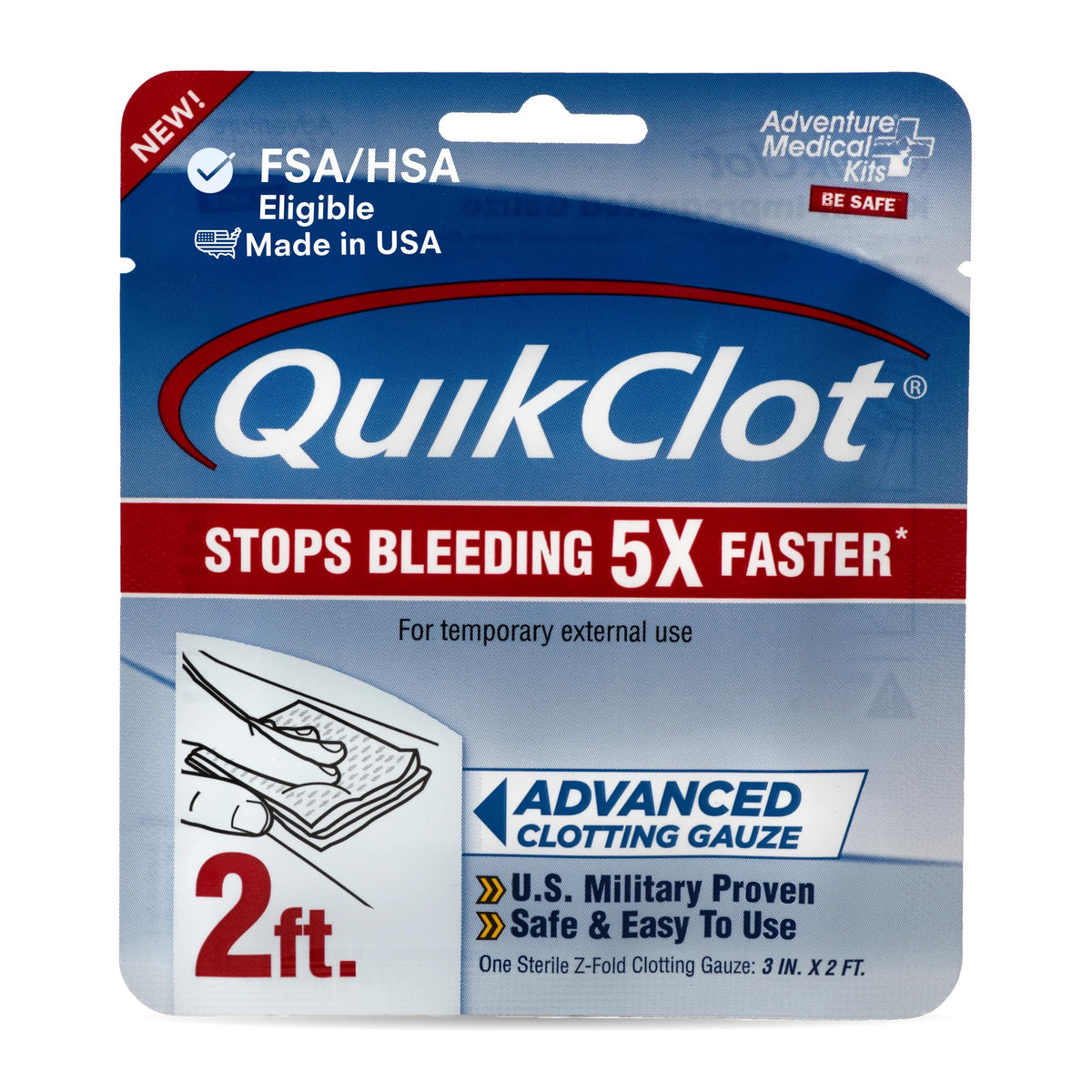 QuikClot Kaolin Clotting Gauze 2', 2 Pack