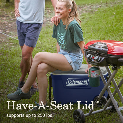 Coleman Classic Series Insulated Portable Rolling Cooler with Wheels, Leak-Resistant Outdoor Hard Cooler Keeps Ice up to 5 Days, 100-Quart