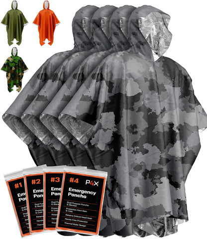PREPARED4X Hooded Emergency Mylar Poncho