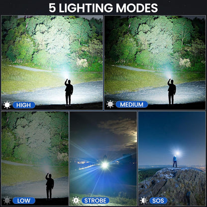 MILAOSHU 4 Pack Flashlight Rechargeable 99,000 High Lumens, Super Bright Rechargeable Flashlights for Home, Powerful LED Flash Light with 5 Light Modes, IPX7 Waterproof for Outdoor, Camping