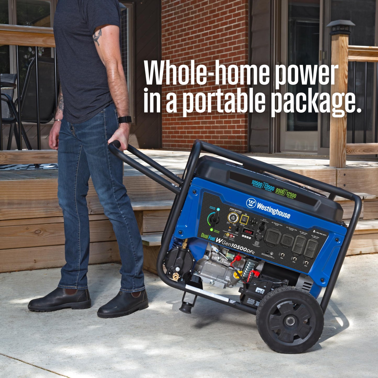 Westinghouse 13500 Peak Watt Dual Fuel Home Backup Portable Generator, Remote Electric Start, Transfer Switch Ready, Gas and Propane Powered