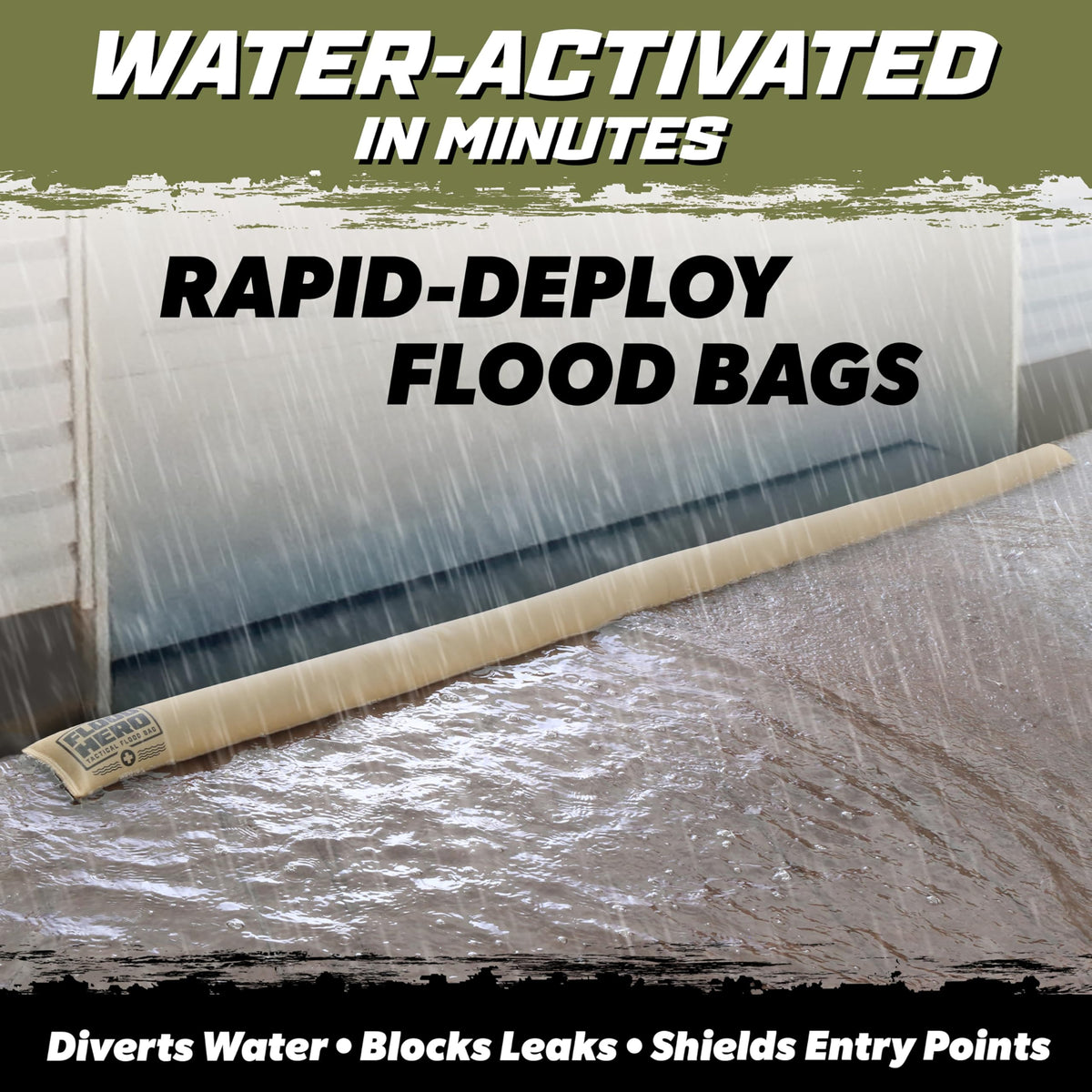 Flood Hero 6 ft Water Activated Sandbags - 2 Pack Flood Bag Barriers for Home