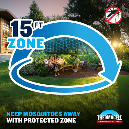 Thermacell Fuel-ZoneGuard Base Fuel Powered Mosquito Repeller; 15-Foot Zone of Scientifically Proven Outdoor Protection; Patio Shield; 12-Hr Refill; DEET-Free; Bug Spray Alternative; Glacial Blue