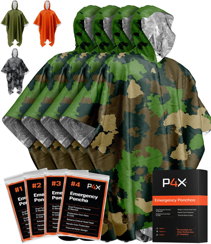 PREPARED4X Hooded Emergency Mylar Poncho
