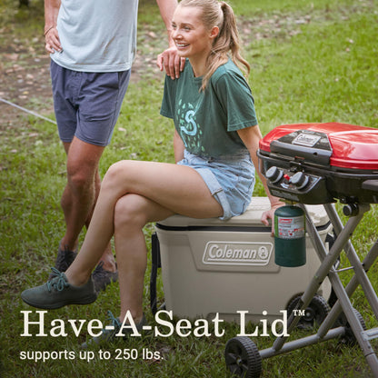 Coleman Classic Series Insulated Portable Rolling Cooler with Wheels, Leak-Resistant Outdoor Hard Cooler Keeps Ice up to 5 Days, 100-Quart