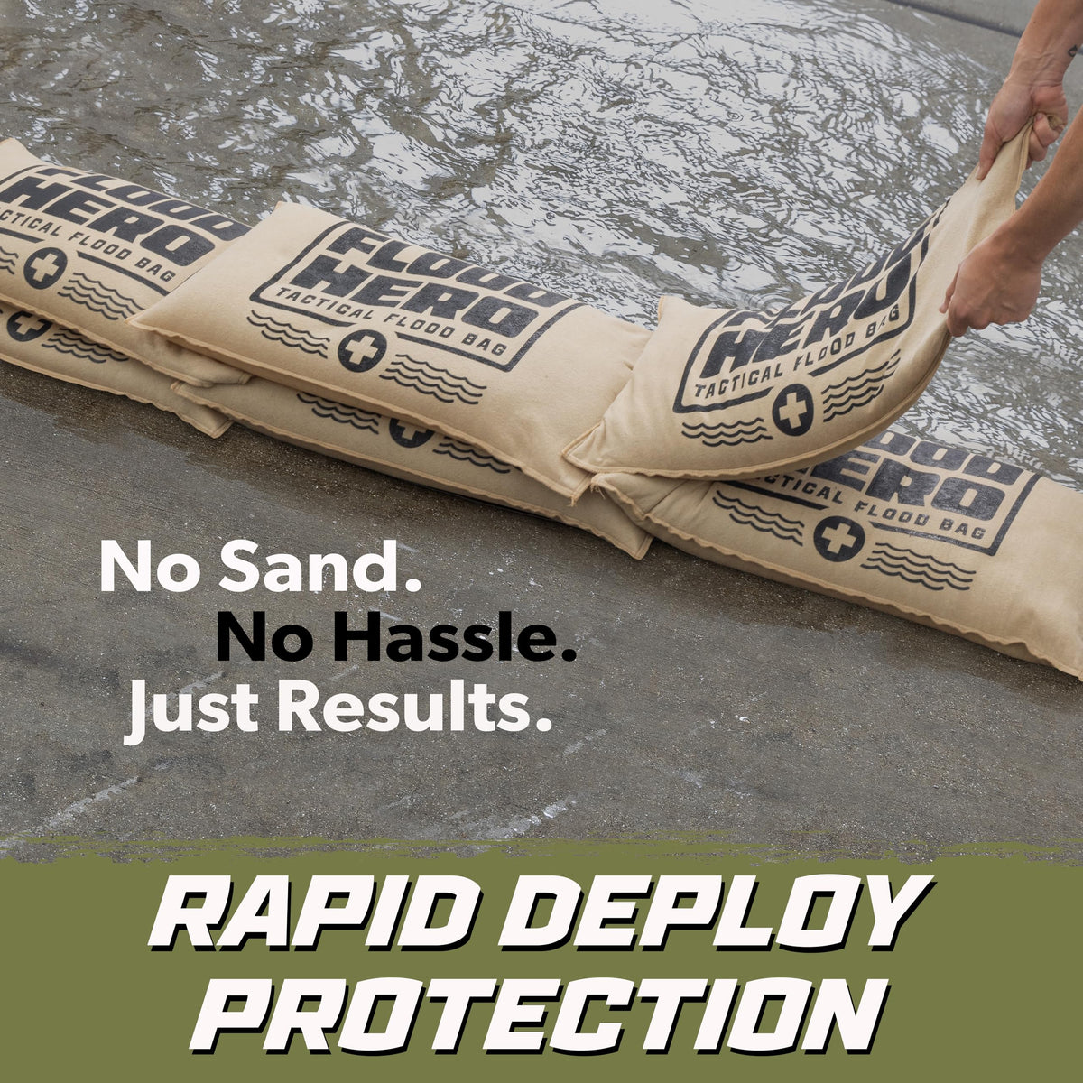Flood Hero 6 ft Water Activated Sandbags - 2 Pack Flood Bag Barriers for Home