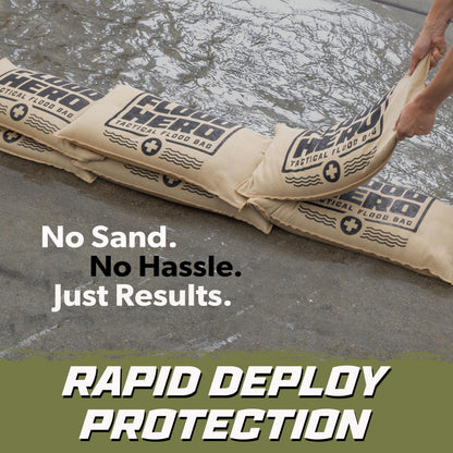 Flood Hero 6 ft Water Activated Sandbags - 2 Pack Flood Bag Barriers for Home