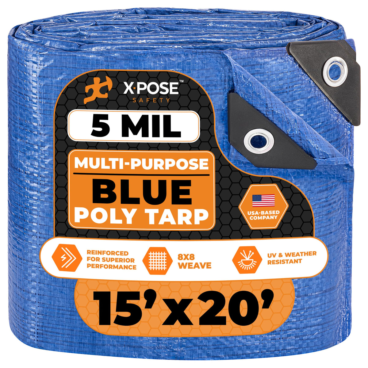 Better Blue Poly Tarp, 10 × 18 ft, 5 mil Polyethylene Protective Cover