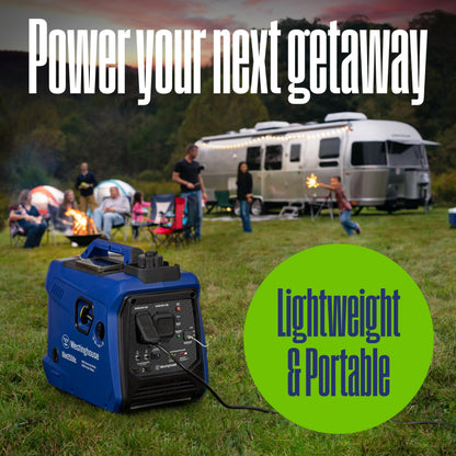 Westinghouse 2550 Peak Watt Super Quiet & Lightweight Portable Inverter Generator, RV Ready 30A Outlet, Gas Powered, Parallel Capable, Long Run Time,Blue