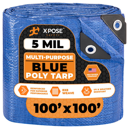 Better Blue Poly Tarp, 10 × 18 ft, 5 mil Polyethylene Protective Cover
