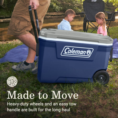 Coleman Classic Series Insulated Portable Rolling Cooler with Wheels, Leak-Resistant Outdoor Hard Cooler Keeps Ice up to 5 Days, 100-Quart