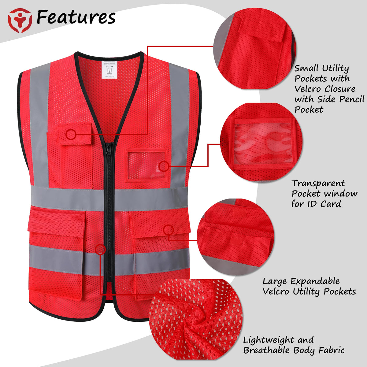 Reflective Safety Vest for Men Women Construction Vest ANSI Standard AP1