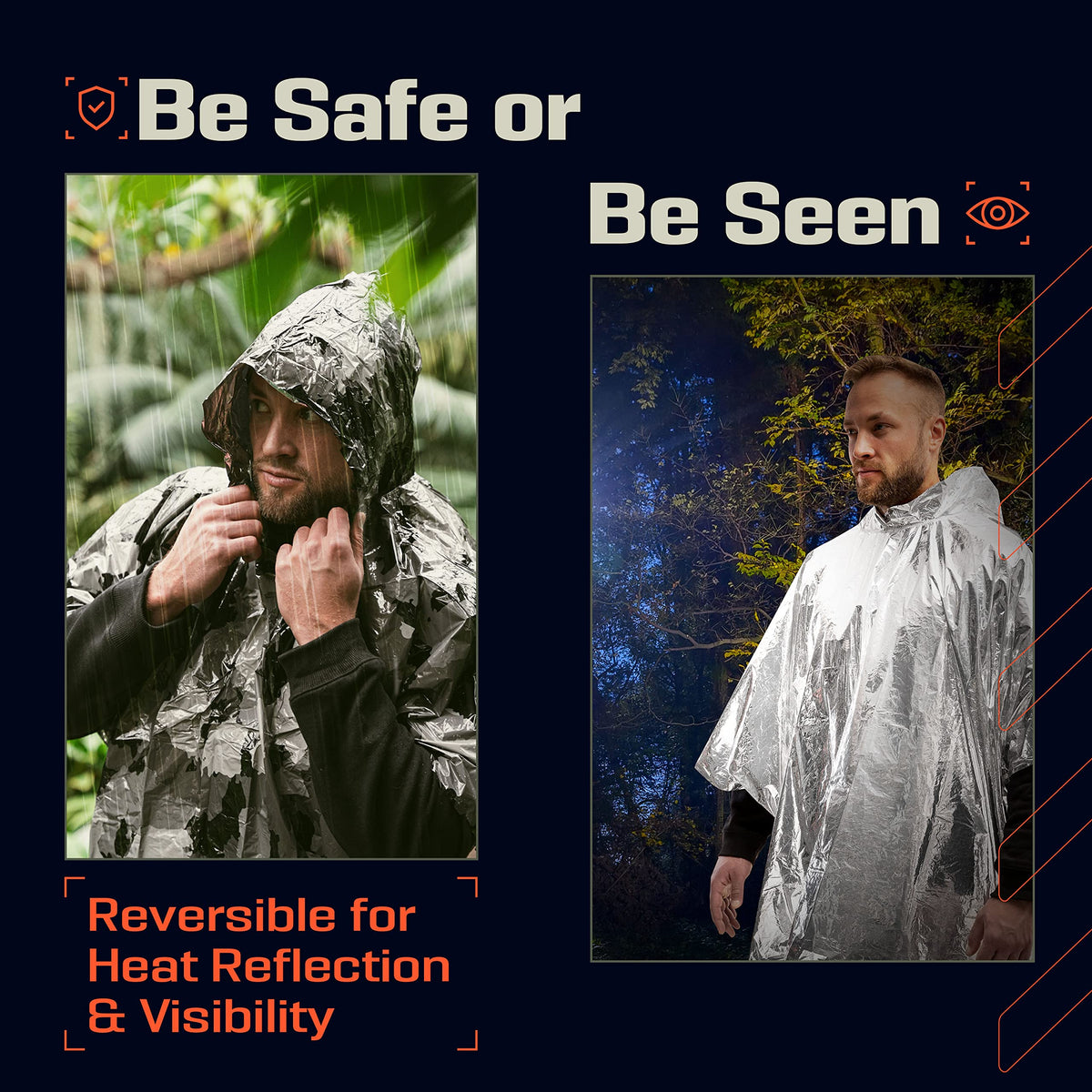 PREPARED4X Hooded Emergency Mylar Poncho