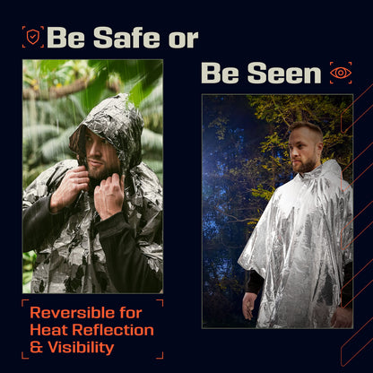 PREPARED4X Hooded Emergency Mylar Poncho