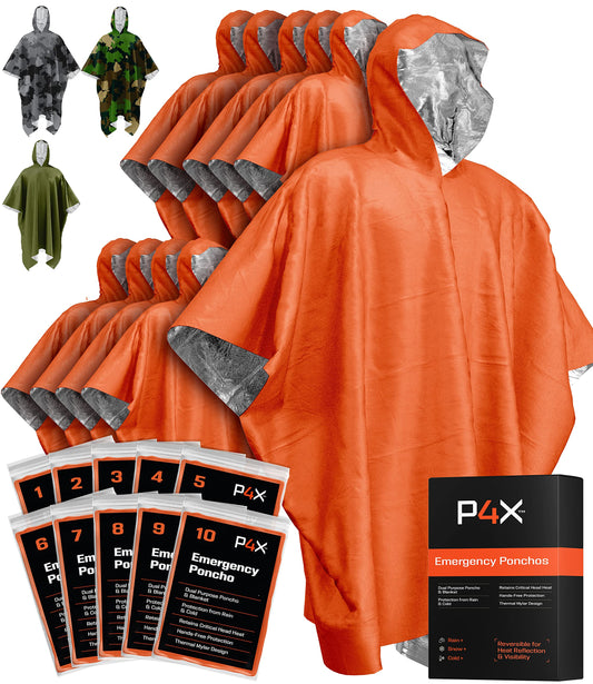 PREPARED4X Hooded Emergency Mylar Poncho