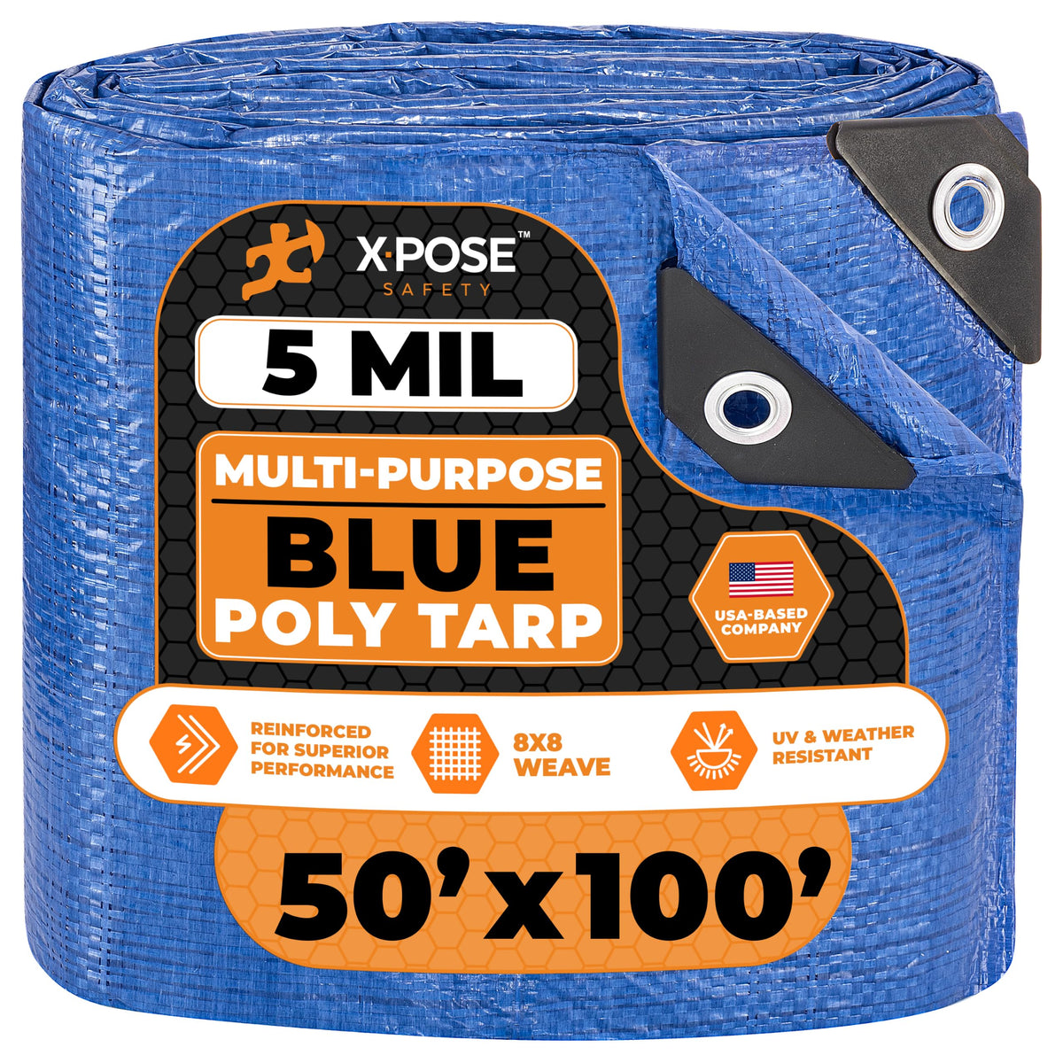 Better Blue Poly Tarp, 10 × 18 ft, 5 mil Polyethylene Protective Cover