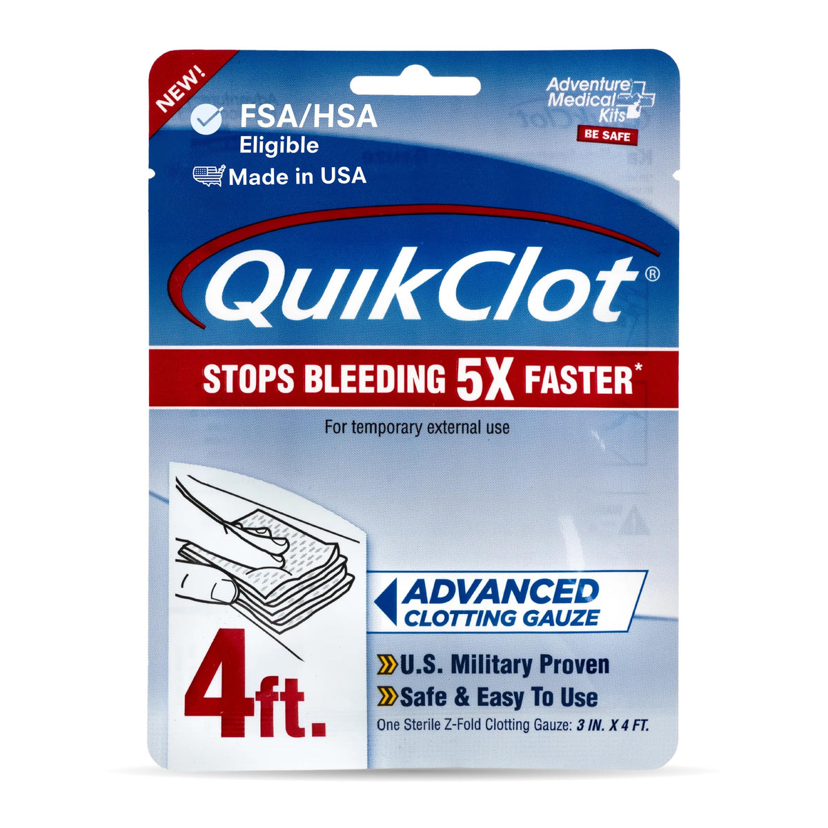 QuikClot Kaolin Clotting Gauze 2', 2 Pack