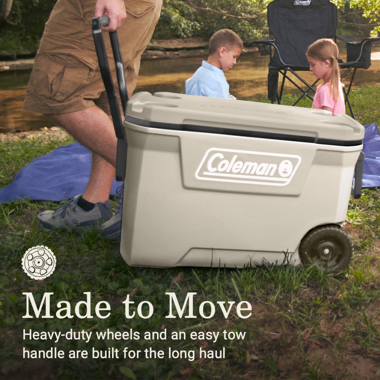 Coleman Classic Series Insulated Portable Rolling Cooler with Wheels, Leak-Resistant Outdoor Hard Cooler Keeps Ice up to 5 Days, 100-Quart
