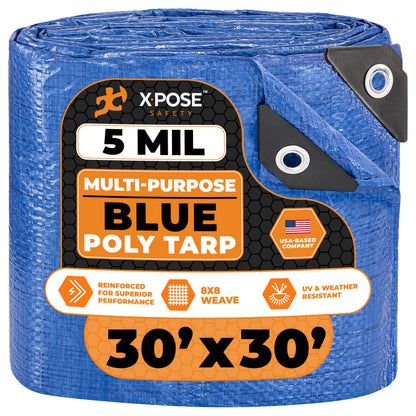 Better Blue Poly Tarp, 10 × 18 ft, 5 mil Polyethylene Protective Cover