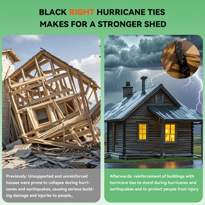 10 PCS Heavy Duty Black Hurricane Ties for Rafters,13 Gauge Thickness 2.2mm