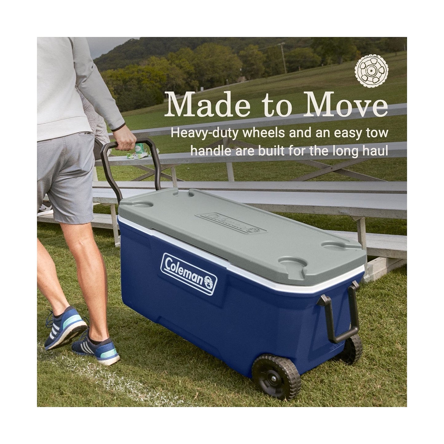 Coleman Classic Series Insulated Portable Rolling Cooler with Wheels, Leak-Resistant Outdoor Hard Cooler Keeps Ice up to 5 Days, 100-Quart