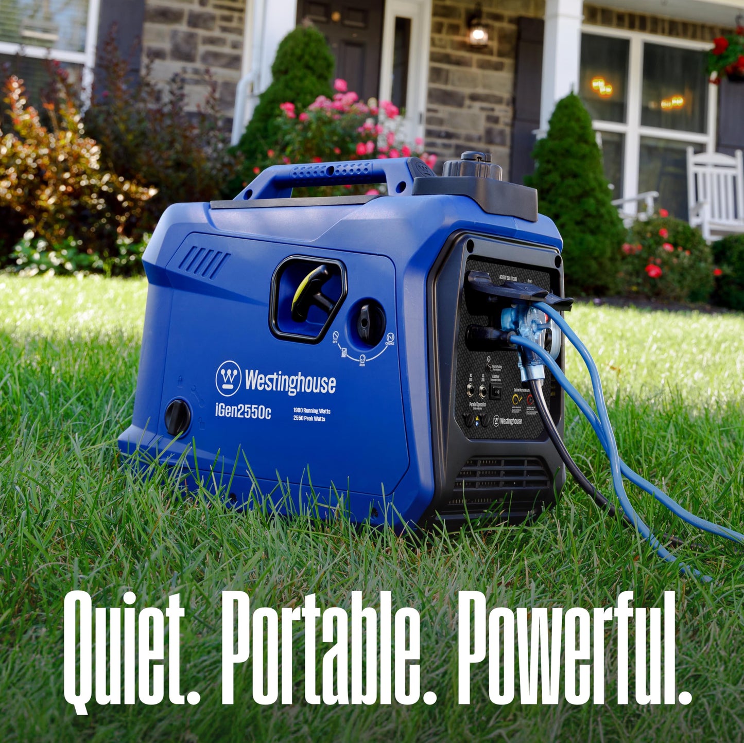 Westinghouse 2550 Peak Watt Super Quiet & Lightweight Portable Inverter Generator, RV Ready 30A Outlet, Gas Powered, Parallel Capable, Long Run Time,Blue