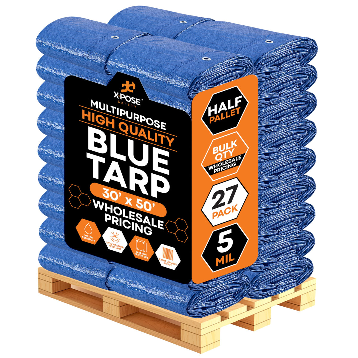 Better Blue Poly Tarp, 10 × 18 ft, 5 mil Polyethylene Protective Cover