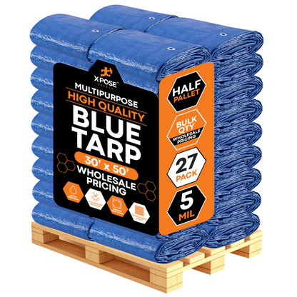 Better Blue Poly Tarp, 10 × 18 ft, 5 mil Polyethylene Protective Cover