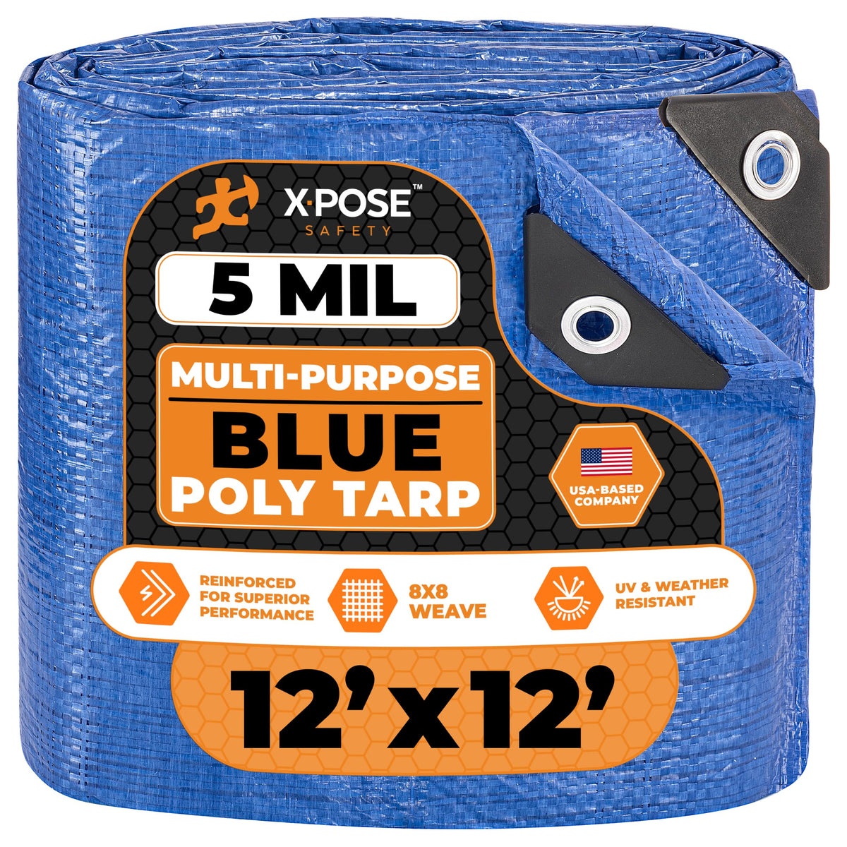 Better Blue Poly Tarp, 10 × 18 ft, 5 mil Polyethylene Protective Cover